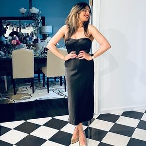 Nordstrom Black Strapless Sheath Midi Dress